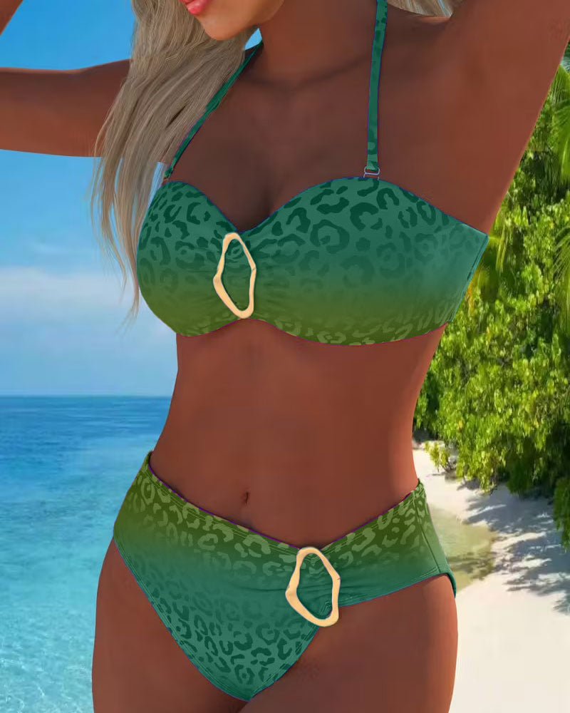 Sofía | Bañador Halter Estampado Leopardo Degradado
